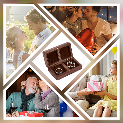 Магнитные коробки для хранения украшений из черного ореха с 2 слотом CON-WH0095-09C-1