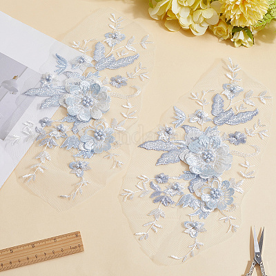 Ткань из полиэстера с компьютерной вышивкой и аппликациями&nbsp;DIY-WH20055-009B-1