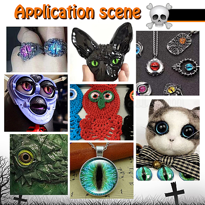 Светящиеся глаза печатные стеклянные кабошоны GGLA-PH0001-22A-1