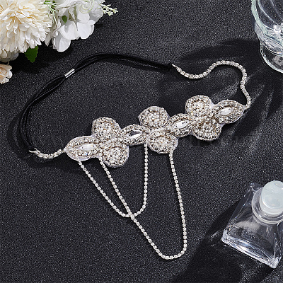 Ободки для волос со стеклянными стразами для женщин OHAR-WH0021-74P-1