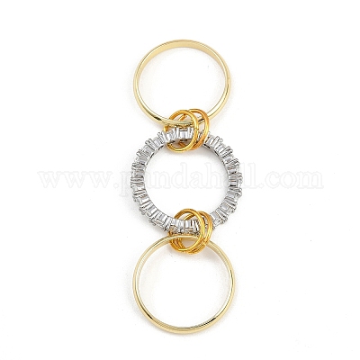 Латунные микро проложить пальцев кольца кубического циркония RJEW-D325-01PG-03-1