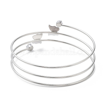 Браслет из нержавеющей стали 304 с тройными петлями и проволочной обмоткой BJEW-K227-01P-1