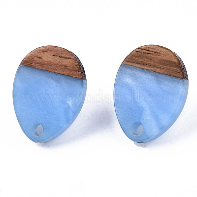 Серьги-гвоздики из смолы и ореха MAK-N032-006A-H04-1