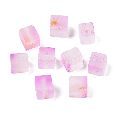 Матовые стеклянные бусины с золотистой блестящей пудрой DGLA-NH001-6mm-01I-1