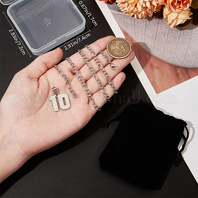 1 шт. 304 нержавеющая сталь Фигаро цепочка ожерелье с подвеской в виде цифры NJEW-BBC0001-28C-P-1