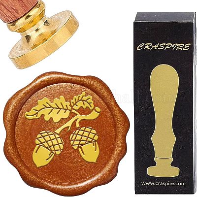 Латунная восковая печать с деревянной ручкой AJEW-WH0412-0392-1