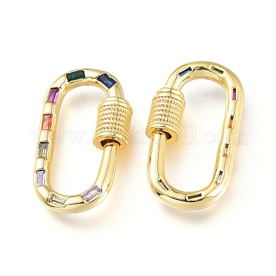 Латунь микропаве кубический цирконий винт карабин подвески с замком KK-M206-15G-02-1