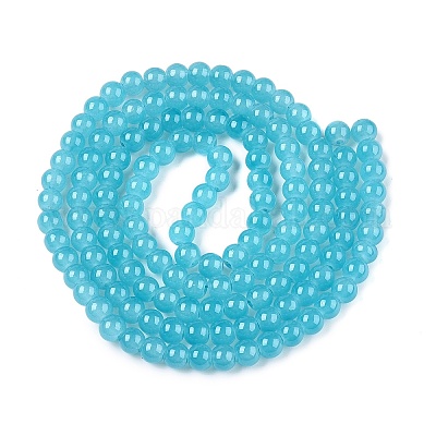 Выпечки окрашены имитация нефрита стекловолокна круглый шарик X-DGLA-Q021-6mm-07-1