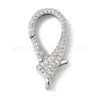 Застежки-клешни из прозрачной латуни с кубическим цирконием KK-Z078-49B-P-1