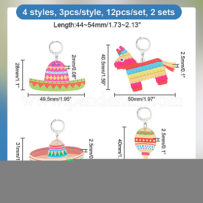 Cinco de mayo непрозрачные печатные акриловые подвесные маркеры петель с замком HJEW-AB00176-1