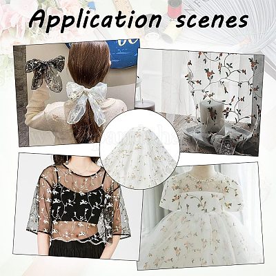 Сетчатая ткань из полиэстера с цветочным узором DIY-WH0453-06B-1