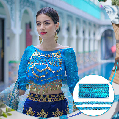 13м полиэстеровые ленты с пайетками OCOR-WH0078-282B-1