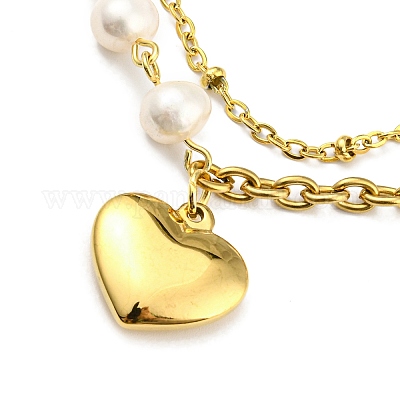 Двухслойный многорядный браслет из нержавеющей стали 304 с вакуумным покрытием PVD BJEW-Z016-05G-1