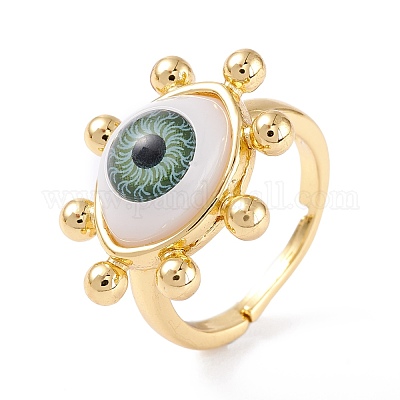 Регулируемые кольца на палец с эмалью из латуни RJEW-M138-25G-A-1