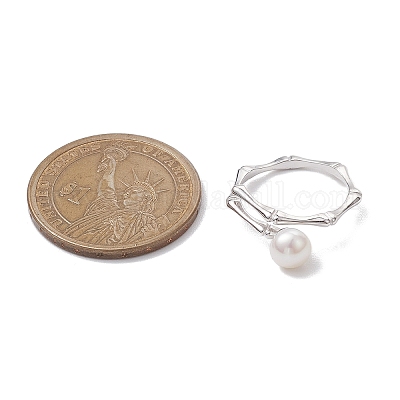 Круглые кольца на палец с натуральным жемчугом RJEW-P113-11P-1