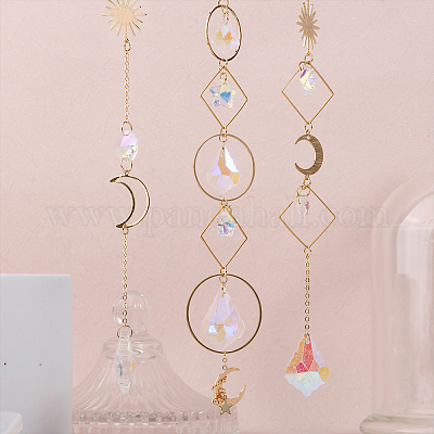 3 шт. 3 стиля гальванизированного стекла подвесные солнечные ловцы HJEW-CA0001-63-1