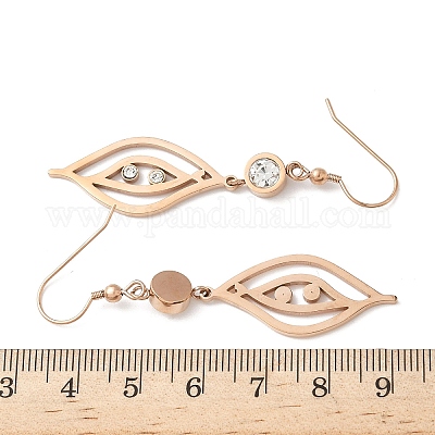 Серьги-подвески в форме листьев из нержавеющей стали 304 EJEW-Z129-13RG-1