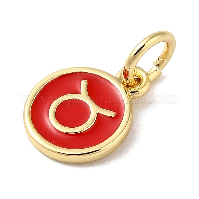 Настоящие 18-каратные позолоченные латунные эмалевые подвески KK-L216-001G-D03-1