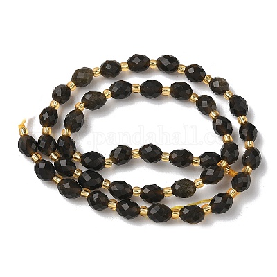 Естественный золотистый отлив обсидиан бисер пряди G-F809-A27-01-1