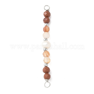 Граненые круглые натуральные смешанные драгоценные камни и картофельный натуральный культивированный пресноводный жемчуг бусины-соединители подвески PALLOY-JF03532-1