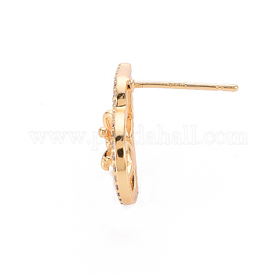 Серьги из латуни с микропейвом и прозрачным фианитом KK-T062-226G-NF-1