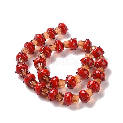 Гриб ручной Lampwork бисер пряди LAMP-G150-03A-01-1