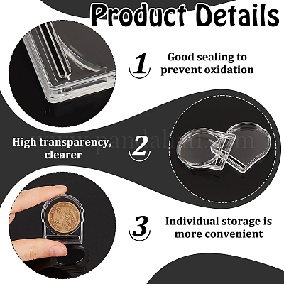 Прозрачная акриловая коробка для памятных монет ODIS-WH0030-96A-1