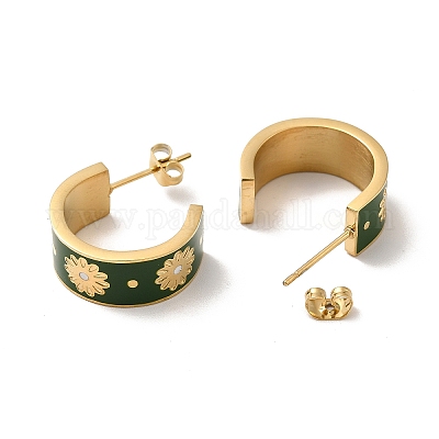 Серьги-гвоздики с ионным покрытием (IP) в форме цветка STAS-H175-25G-A-1