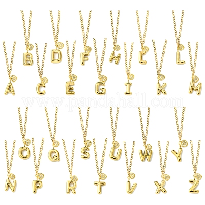 304 нержавеющая сталь прозрачный кубический цирконий сердце и буква подвеска панцирное ожерелье цепочка для женщин NJEW-FS00012-27Y-1