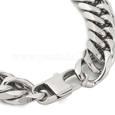 Не тускнеющие браслеты из кубинской цепи из нержавеющей стали 304 для мужчин BJEW-B093-03P-1