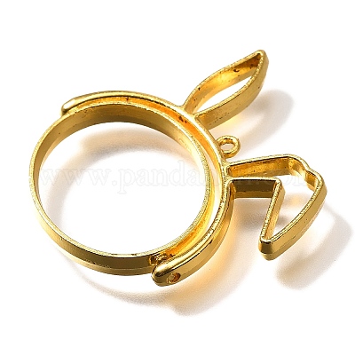 Подвески из сплава с вращающейся оправой и открытым задним безелем в виде кролика PALLOY-I223-19G-1