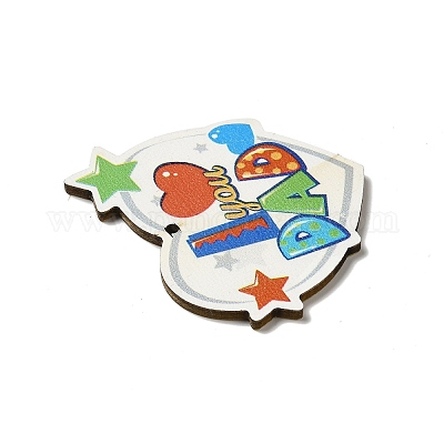 Подвески из осины с односторонним принтом на день отца WOOD-G014-32-1