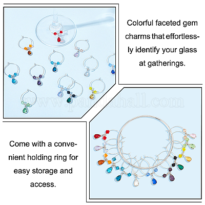 12шт наборы подвесок для бокалов для вина AJEW-GA00010-1