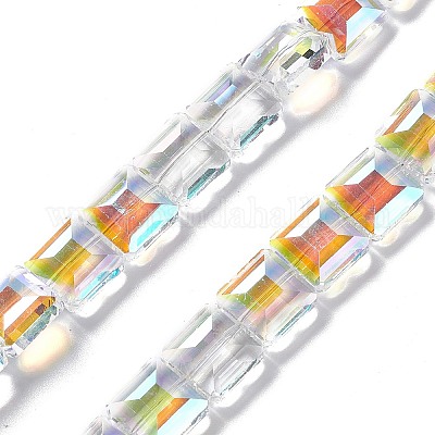 Прозрачные стеклянные бусины гальваническим пряди EGLA-E030-01K-1