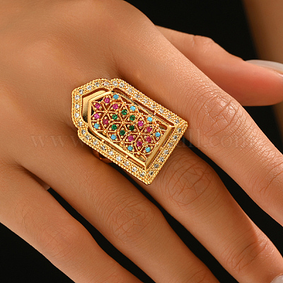 Кольца для женщин с геометрическим узором из латуни с микропаве из кубических цирконий LY2631-3-1