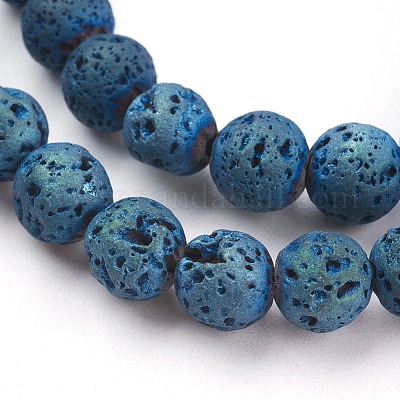 Wholesale Electroplated Natural Lava Rock Beads Strands 