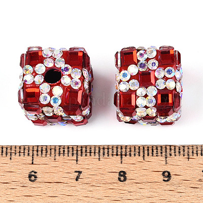 Бусины из полимерной глины со стразами и квадратным акрилом CLAY-T022-03D-1