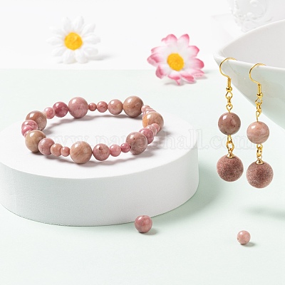 340шт 4 размера бусины из натурального родонита G-LS0001-26-1