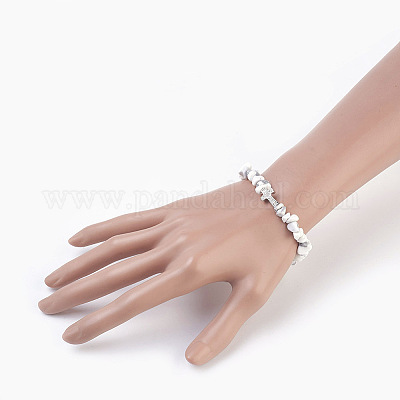 Эластичные браслеты из синтетических бусин говлита BJEW-JB03926-05-1