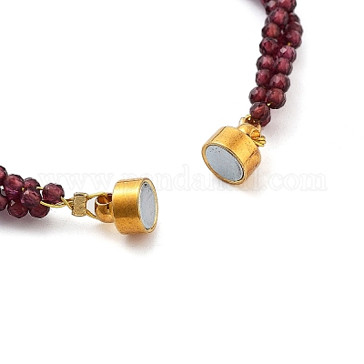 Мозамбик импортные круглые браслеты из бисера с натуральным гранатом BJEW-B095-01-1