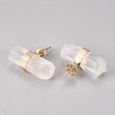 Натуральный кварцевый кристалл серьги EJEW-I212-F-02G-1