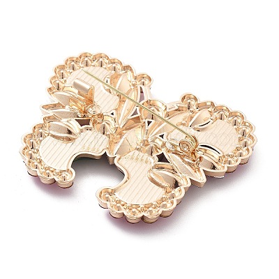 Броши-бабочки из сплава со стразами JEWB-E041-06KCG-01-1