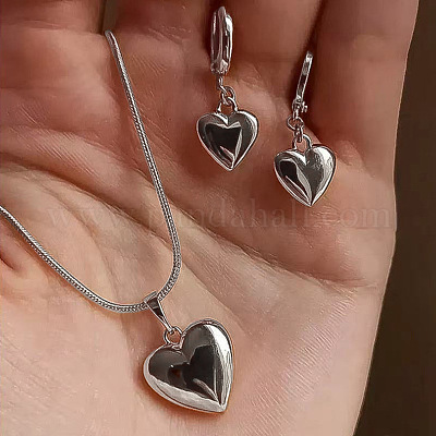 Комплекты из серег-колец и ожерелий с подвесками в форме сердца FS-WG8597C-04-1