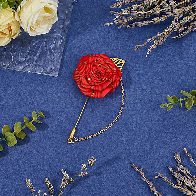 Броши из цветочной полиэфирной ленты JEWB-WH20006-02A-1