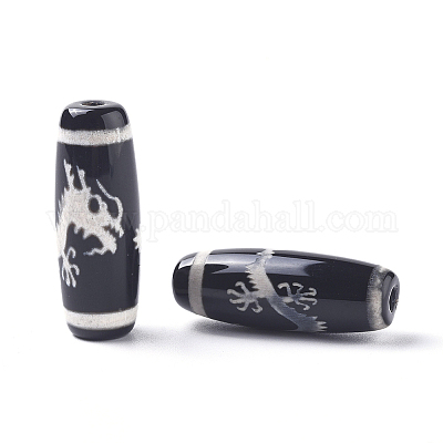 Бусины дзи с рисунком дракона в тибетском стиле TDZI-D008-20-1