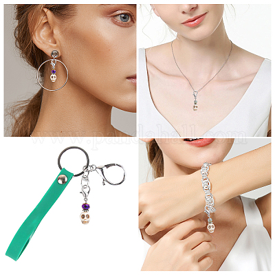 50 шт. 2 стиля Хэллоуин синтетический магнезит череп подвески украшения HJEW-CA0001-62-1