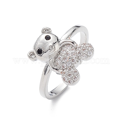 Кольцо-манжета с кубическим цирконием медведя RJEW-M146-03F-1