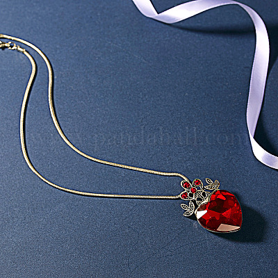 Латунные ожерелья с подвеской в виде сердца из стекла и паве FS-WG3AF77-01-1