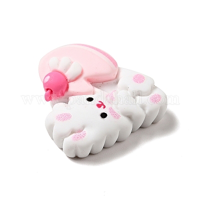 Кабошоны из непрозрачной смолы с милым кроликом и декодированием RESI-B012-03B-1