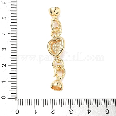 Сердце латунный микропаве прозрачный кубический цирконий складные застежки KK-U059-42G-1